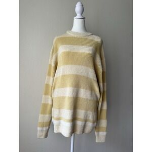 NWT Zara Knit Sweater Striped‎ Yellow Color Oversized Women's  Cotton Size L